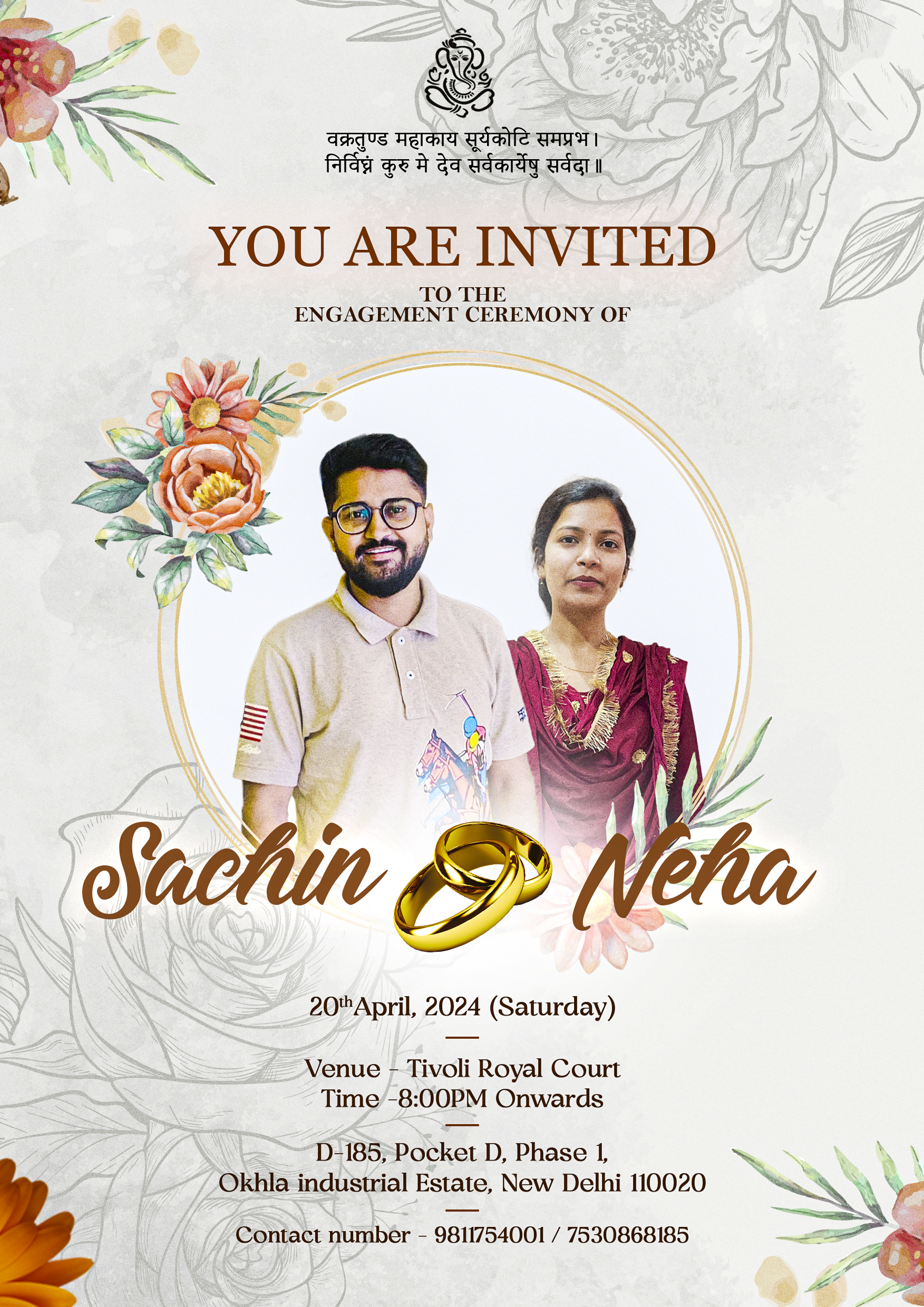 Engagement card Sachin ji